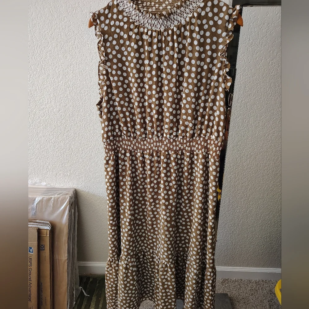 Jcrew Smocked-waist midi dress in polka dot xxl Easter - Picture 2 of 8